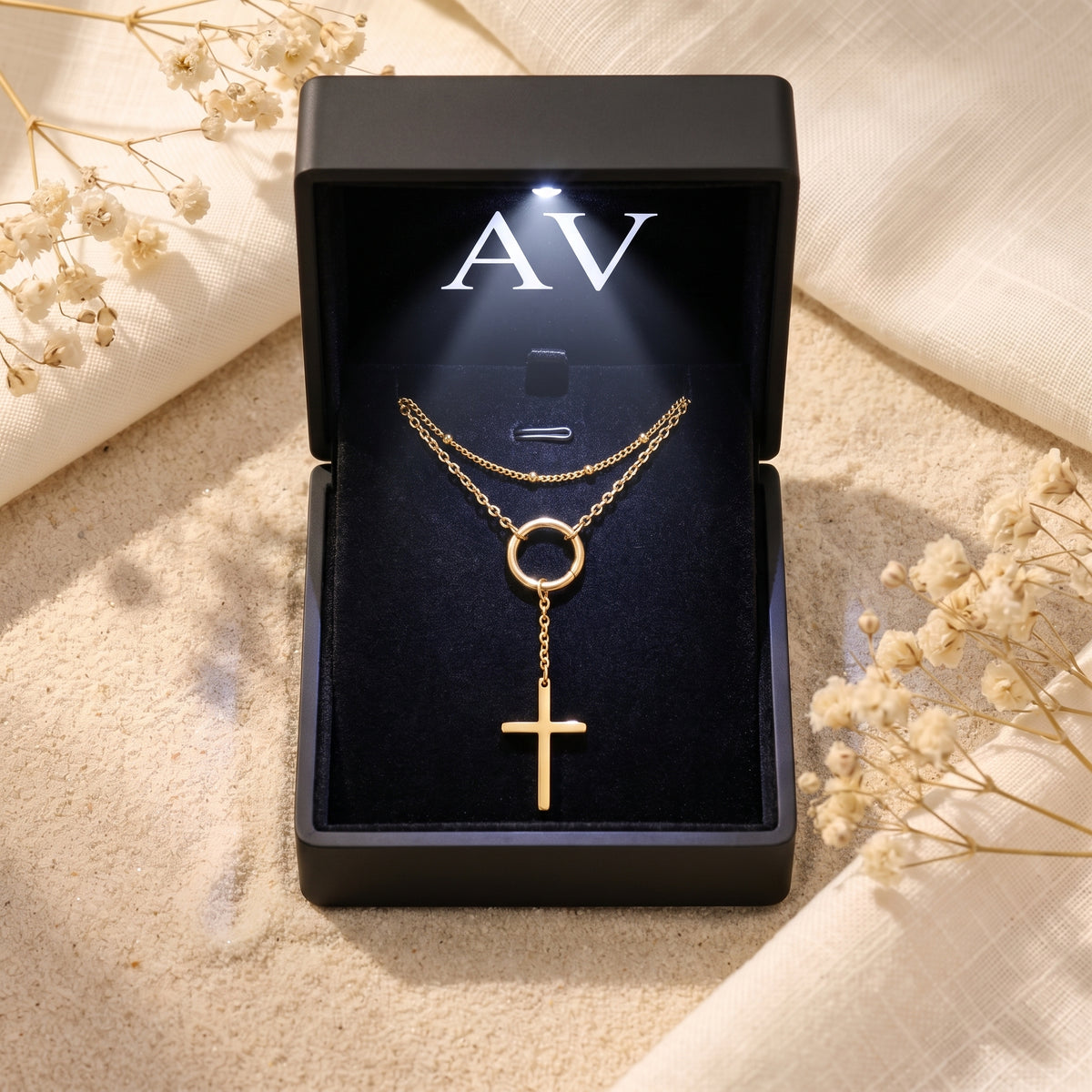 YLQ49546-cross necklace - Premium LED Gift Box Presentation