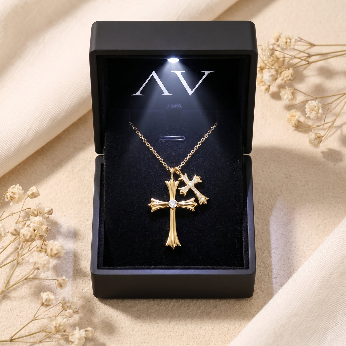 YLQ49557-cross necklace - Premium LED Gift Box Presentation