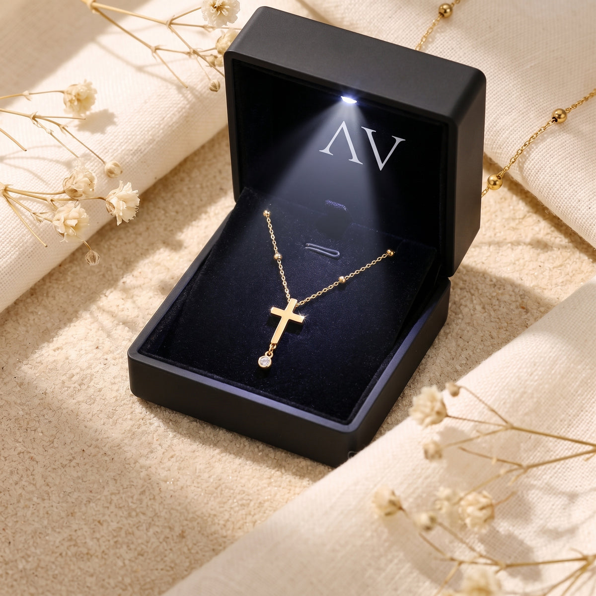 YLQ49570-cross necklace - Premium LED Gift Box Presentation