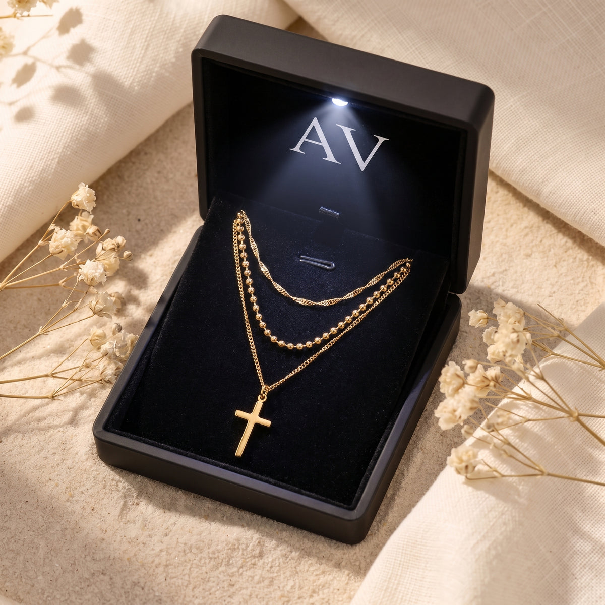 YLQ49577-cross necklace - Premium LED Gift Box Presentation