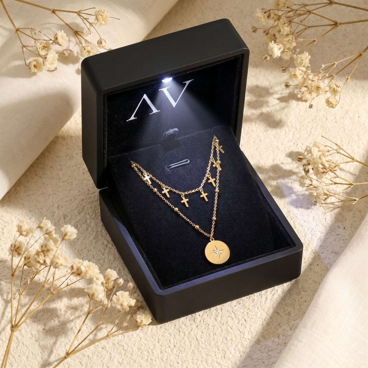 YLQ49583-cross necklace - Premium LED Gift Box Presentation