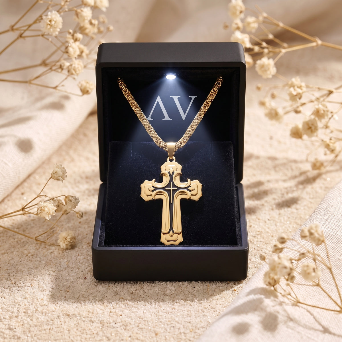 YLQ49651-cross necklace - Premium LED Gift Box Presentation
