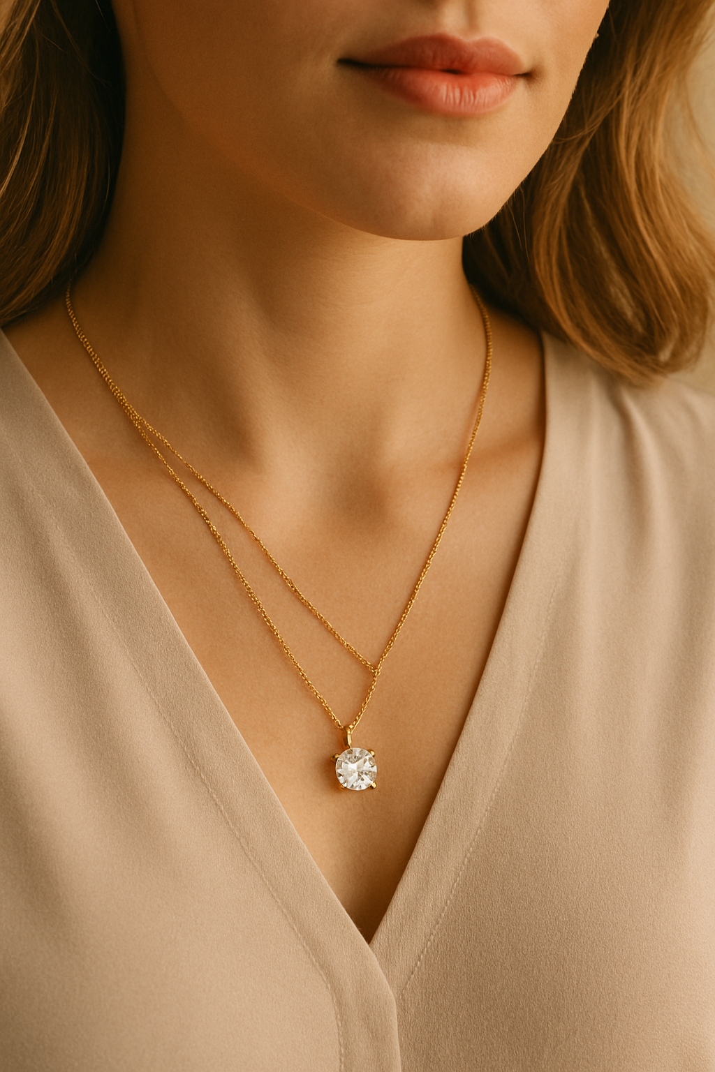 Women's Layered Solitaire Necklace Set - S925 Sterling Silver