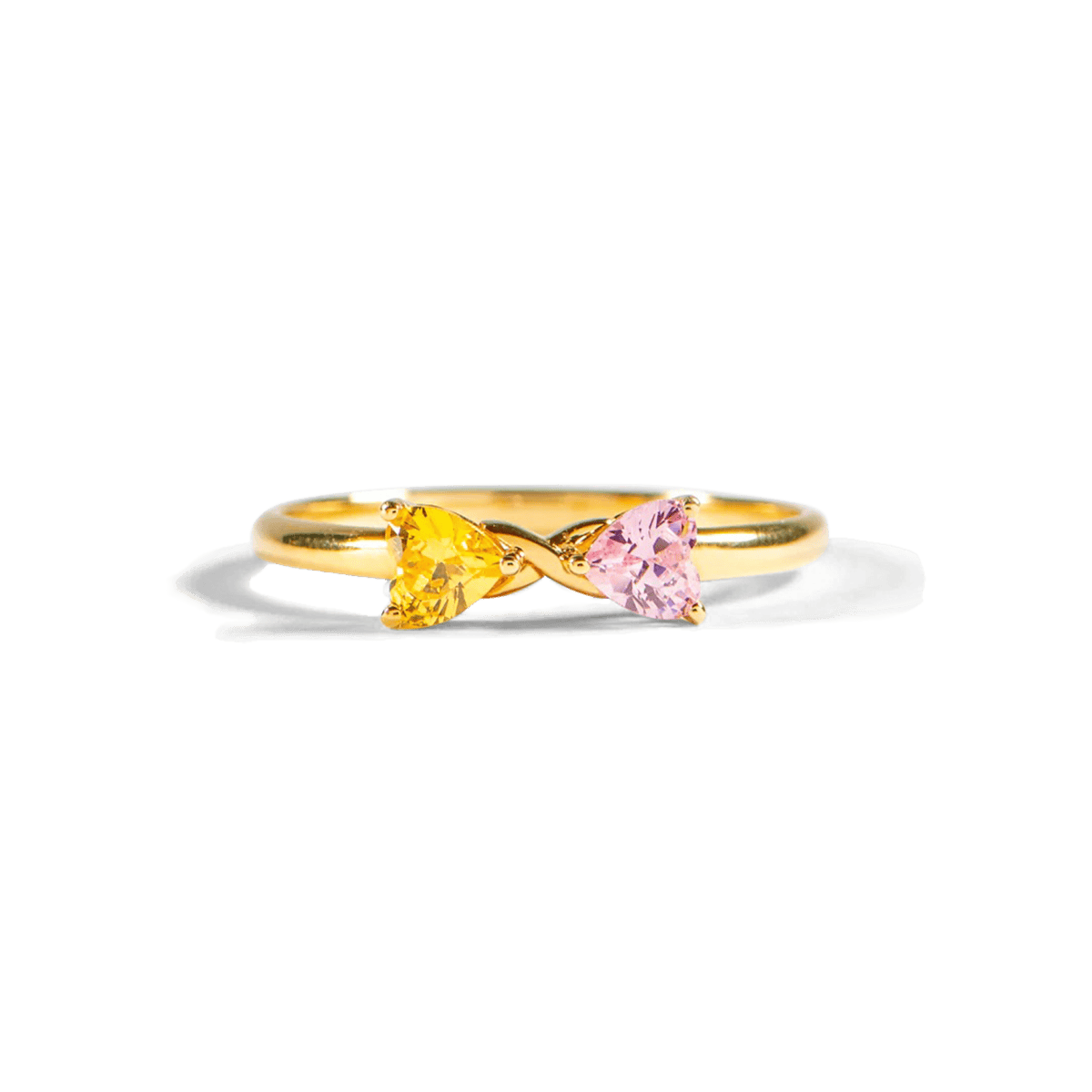 Personalized Two Heart Birthstones Ring - S925 Sterling Silver