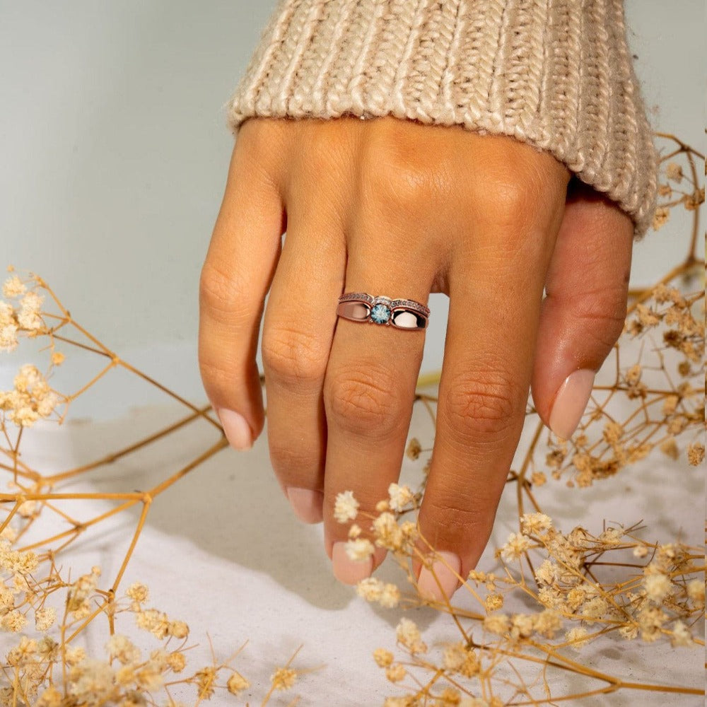 Regal Radiance: Tiara 2-Piece Ring - 18K Rose Gold Vermeil