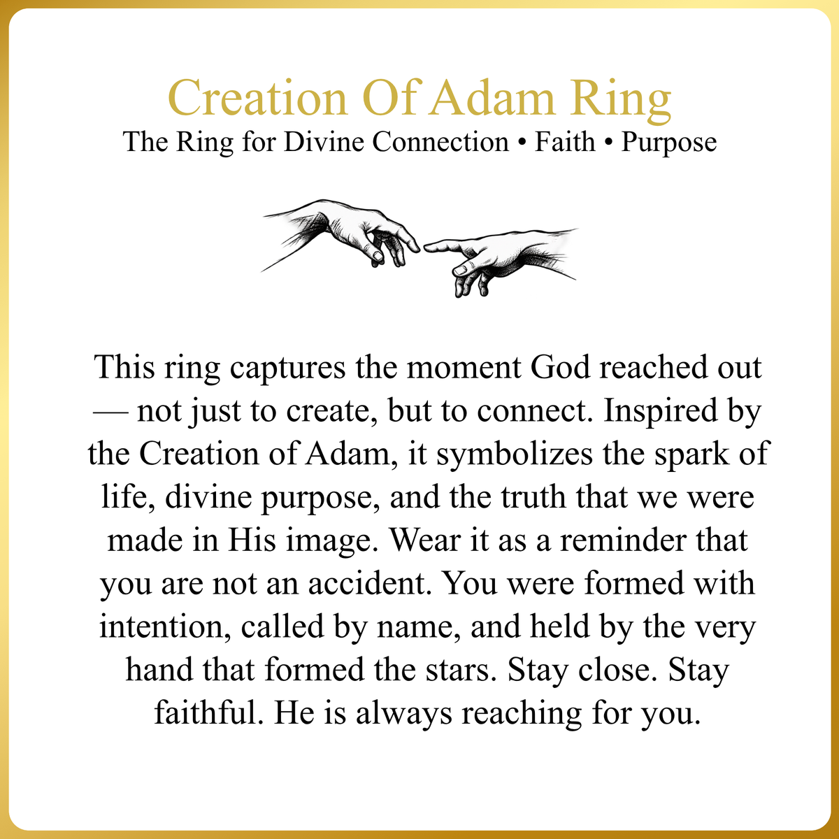 Included Creation of Adam faith and purpose message card