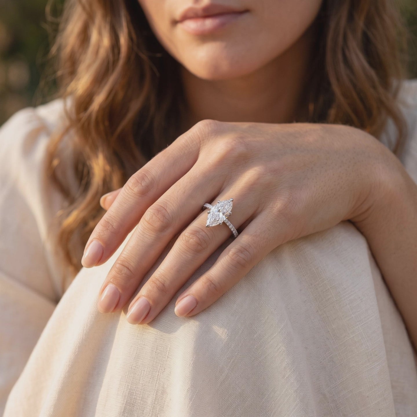 6-Prong Eternity Marquise Moissanite Ring — Lifestyle video (10 seconds)