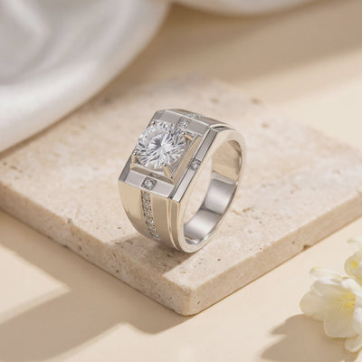 Bold Round Cut Men's Moissanite Ring — Hero video (10 seconds)