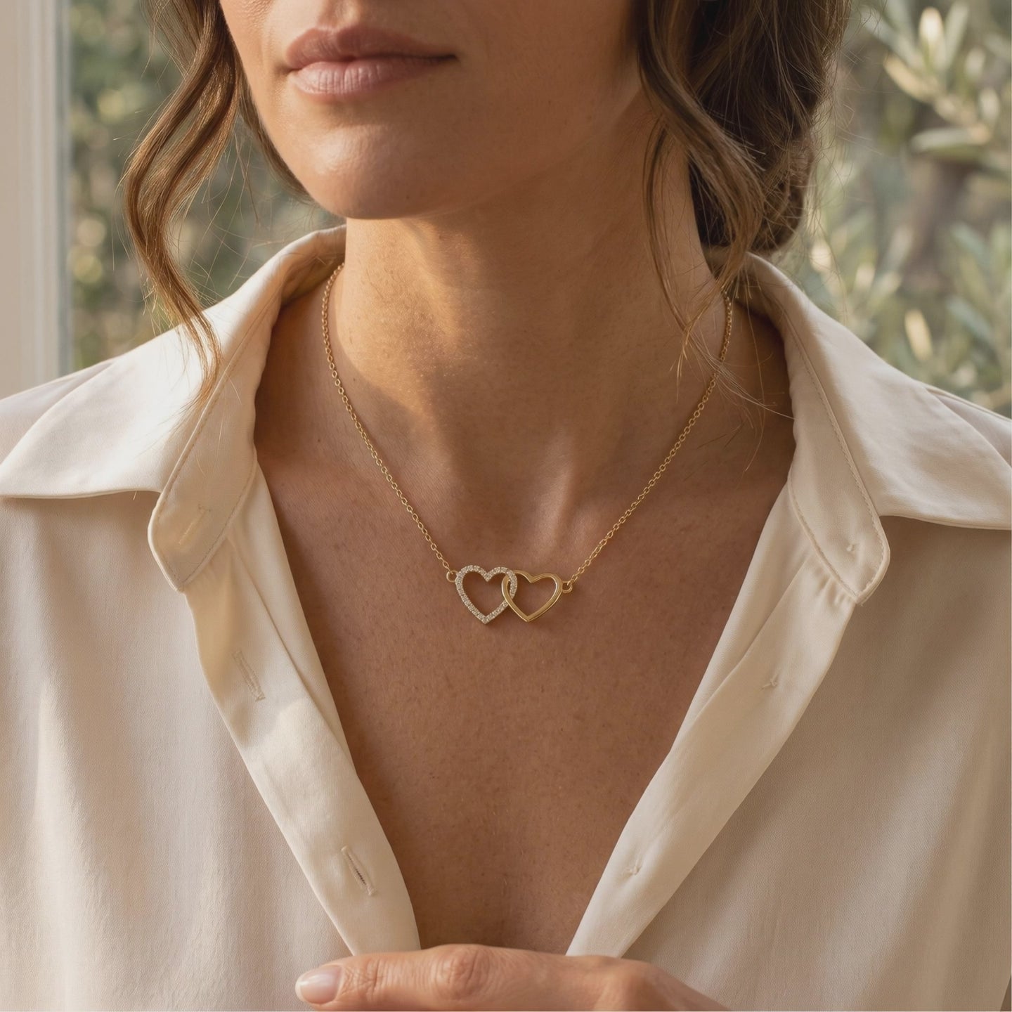 Interlocking Heart Diamond Necklace — Lifestyle video (10 seconds)