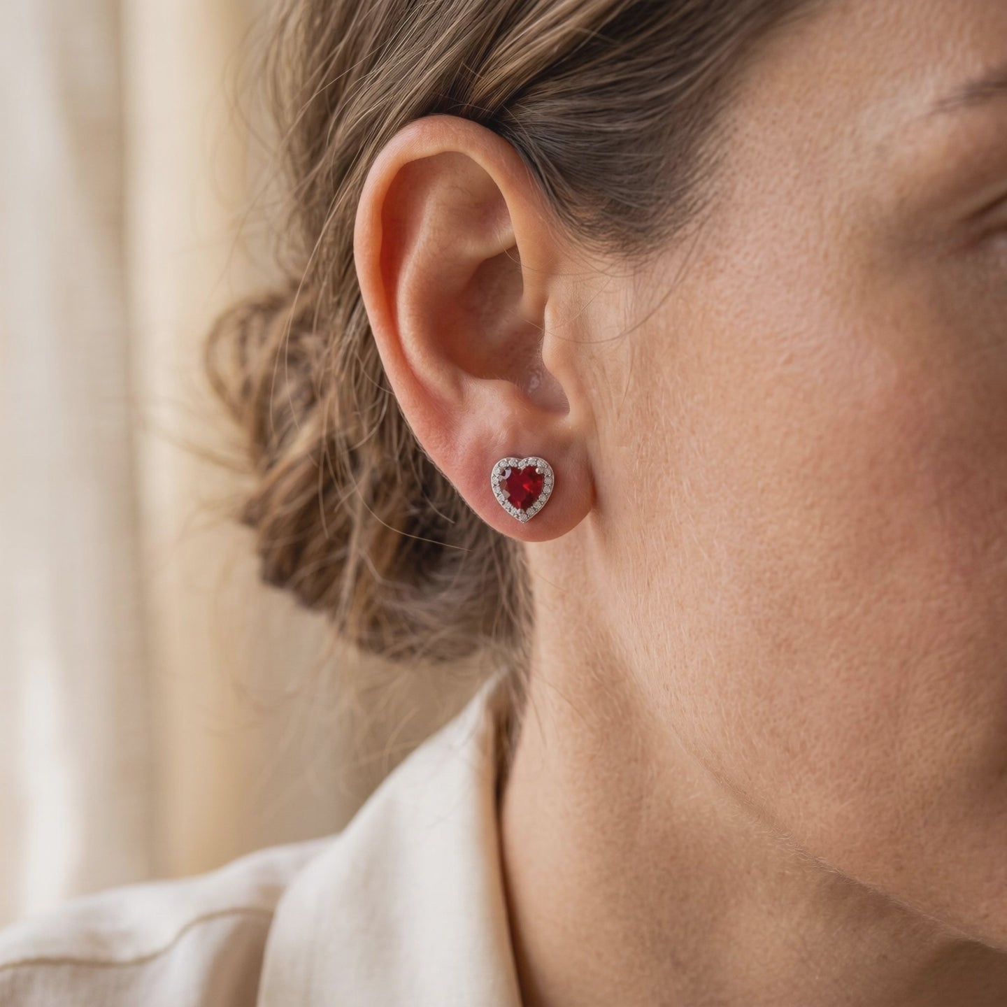 Red Diamond Heart Halo Earrings — Lifestyle video (10 seconds)