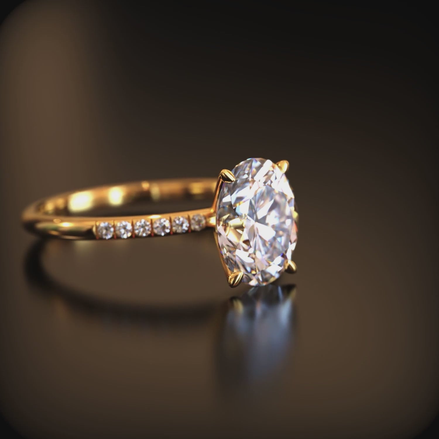 The Opaline oval moissanite ring in solid gold.