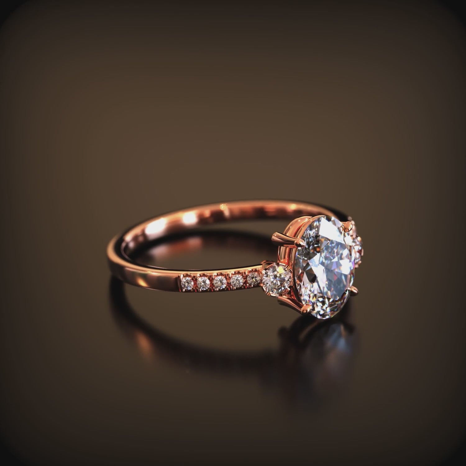 The Luna 2-carat oval moissanite ring in solid gold.