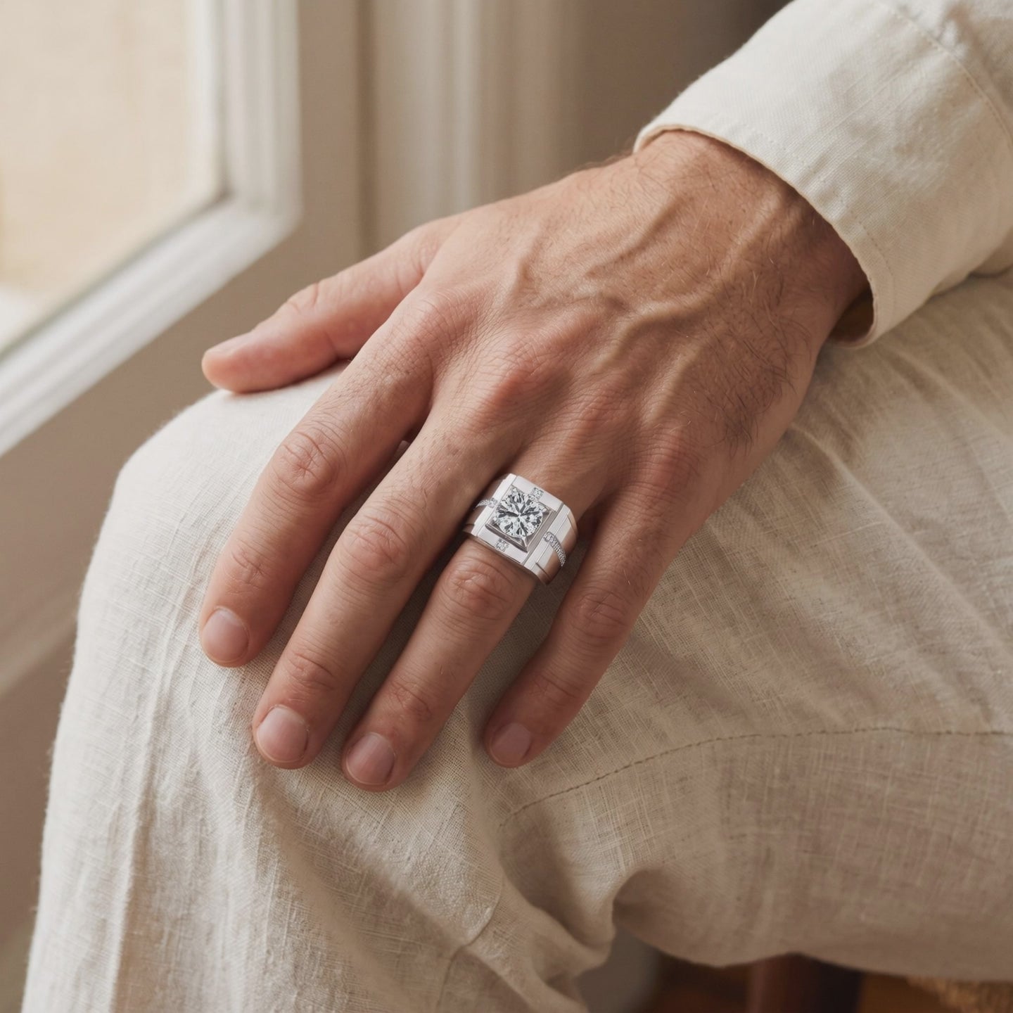 Bold Round Cut Men's Moissanite Ring — Lifestyle video (10 seconds)