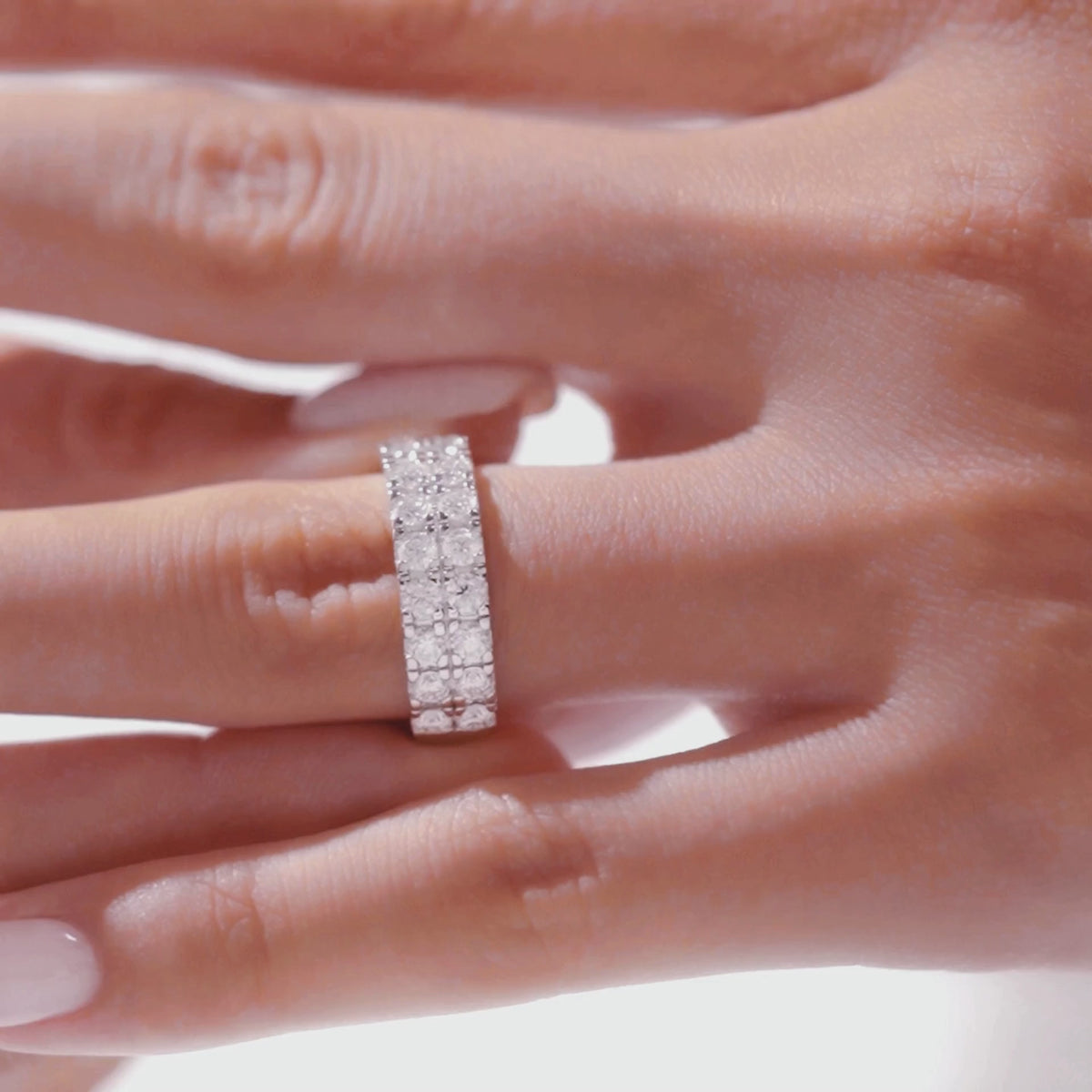 Video of The Radiance 14K Solid White Gold Moissanite Jewelry Set.