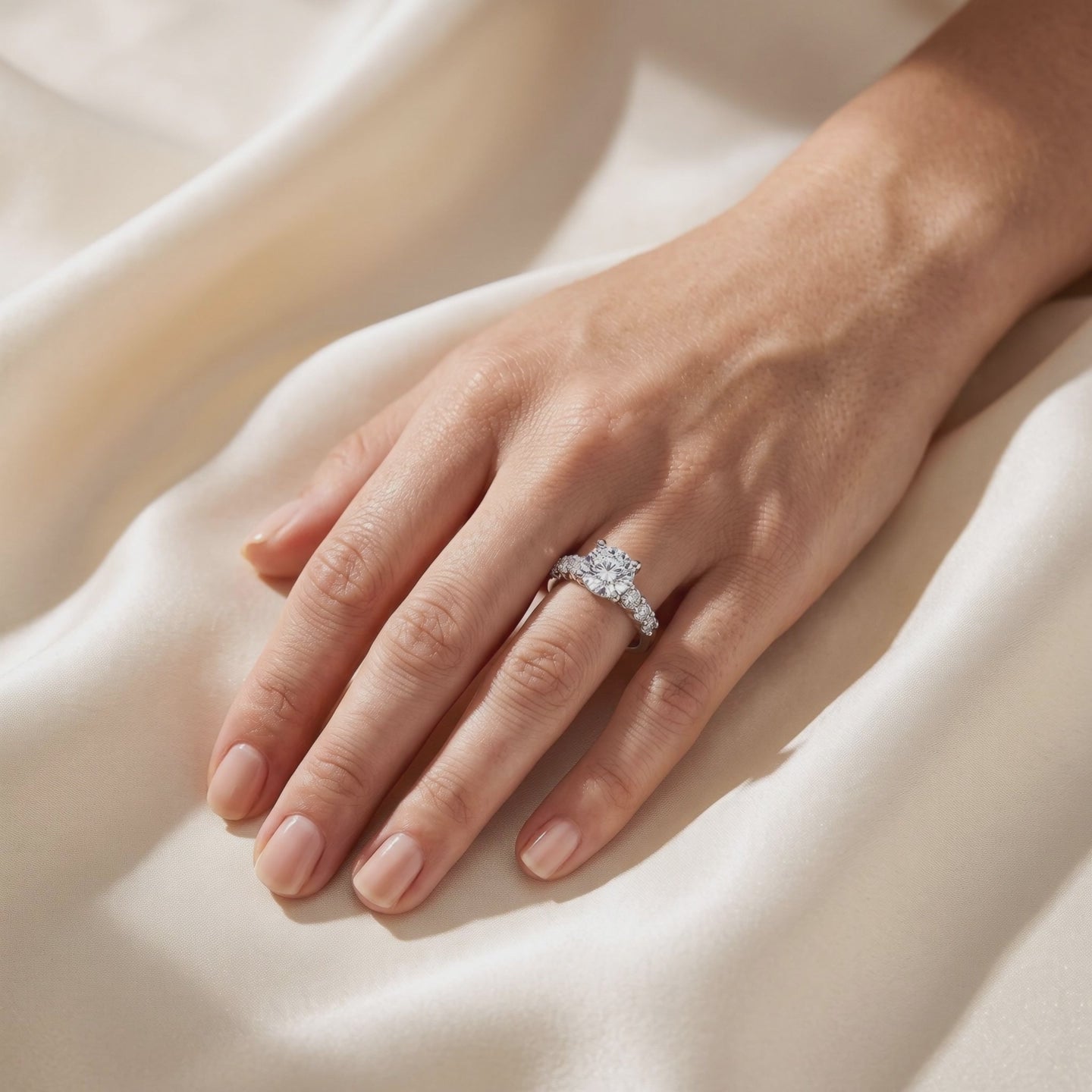 2CT Round Cut Eternity Moissanite Ring — Lifestyle video (10 seconds)