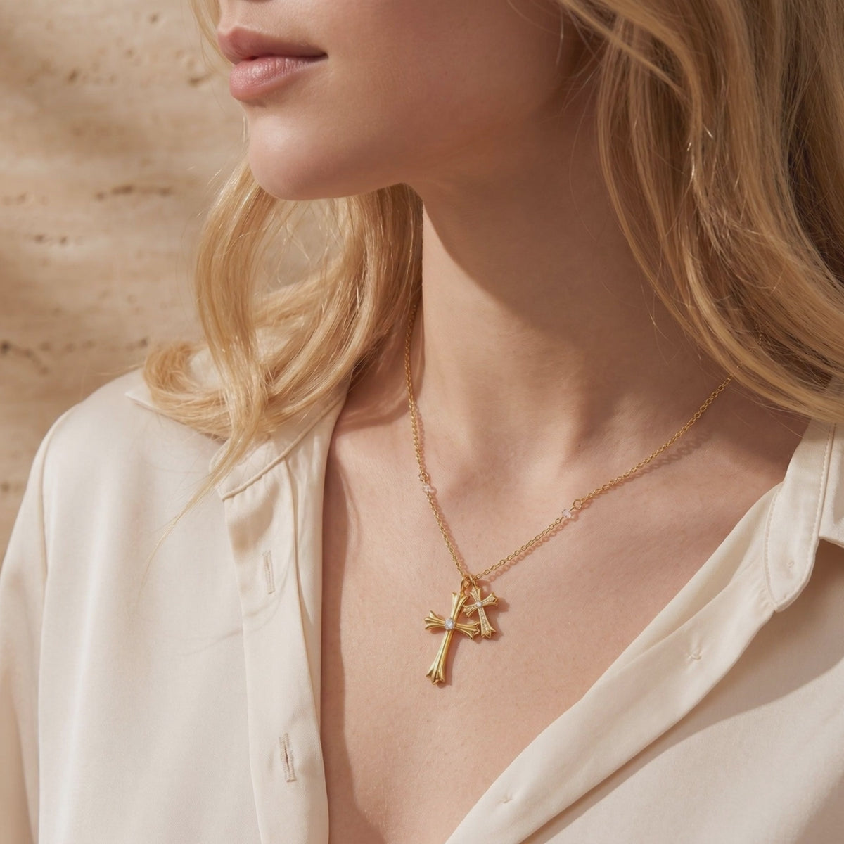 YLQ49557-cross necklace lifestyle video