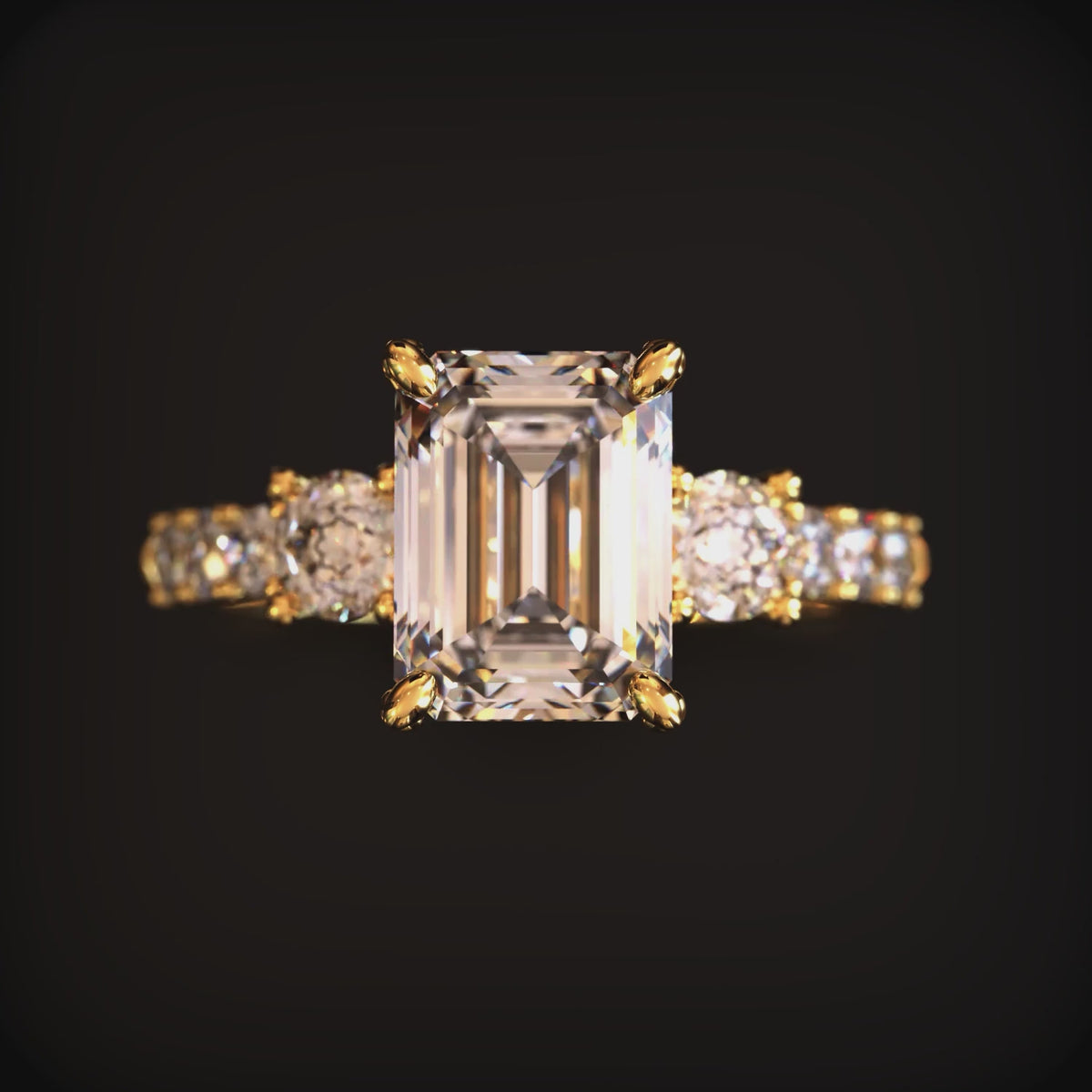 The Nova Elise emerald-cut moissanite solid gold ring