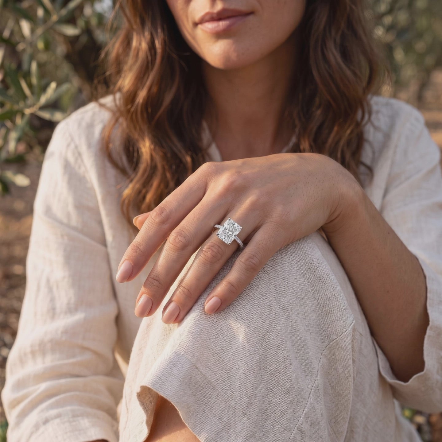 4CT Radiant Cut Moissanite Eternity Ring — Lifestyle video (10 seconds)