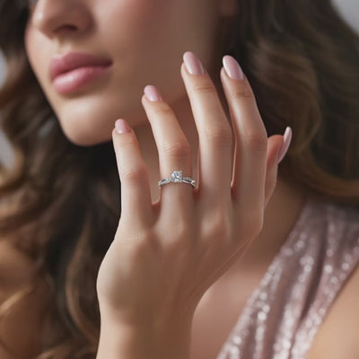 Twisted band solid gold ring with 1 carat moissanite.