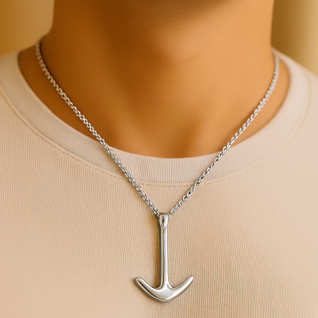Men's Anchor Necklace - Stainless Steel