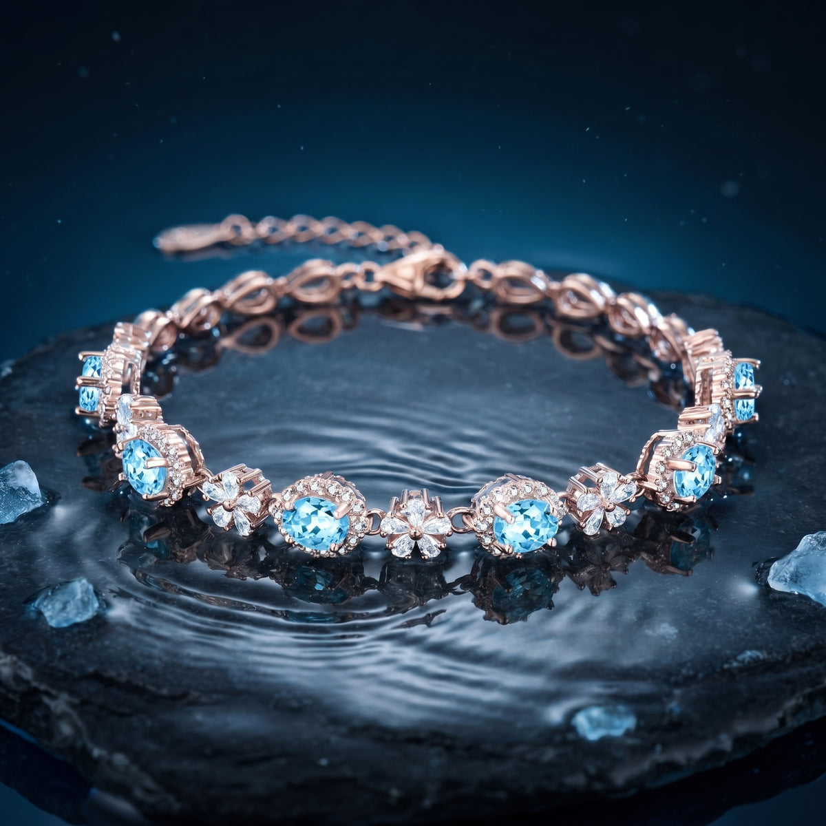 the-alysiana-aquamarine-bracelet in rose gold finish