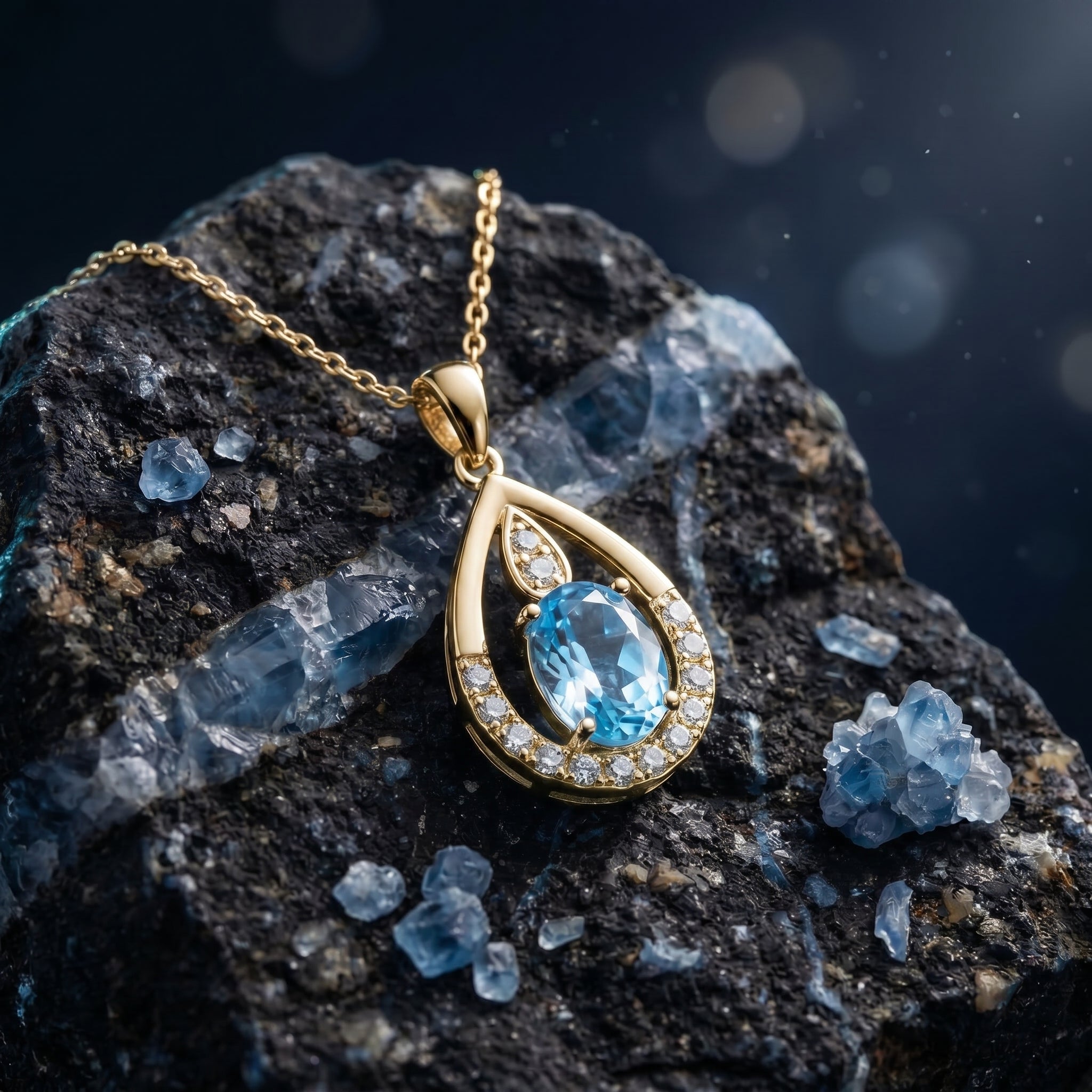 the-coriana-natural-topaz-necklace in gold finish