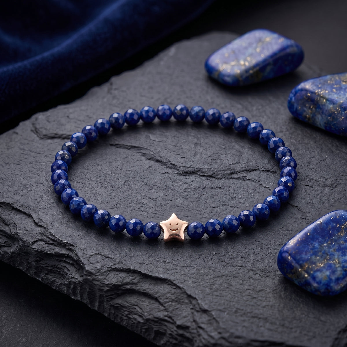 the-joyful-star-natural-lapis-bracelet in rose gold finish