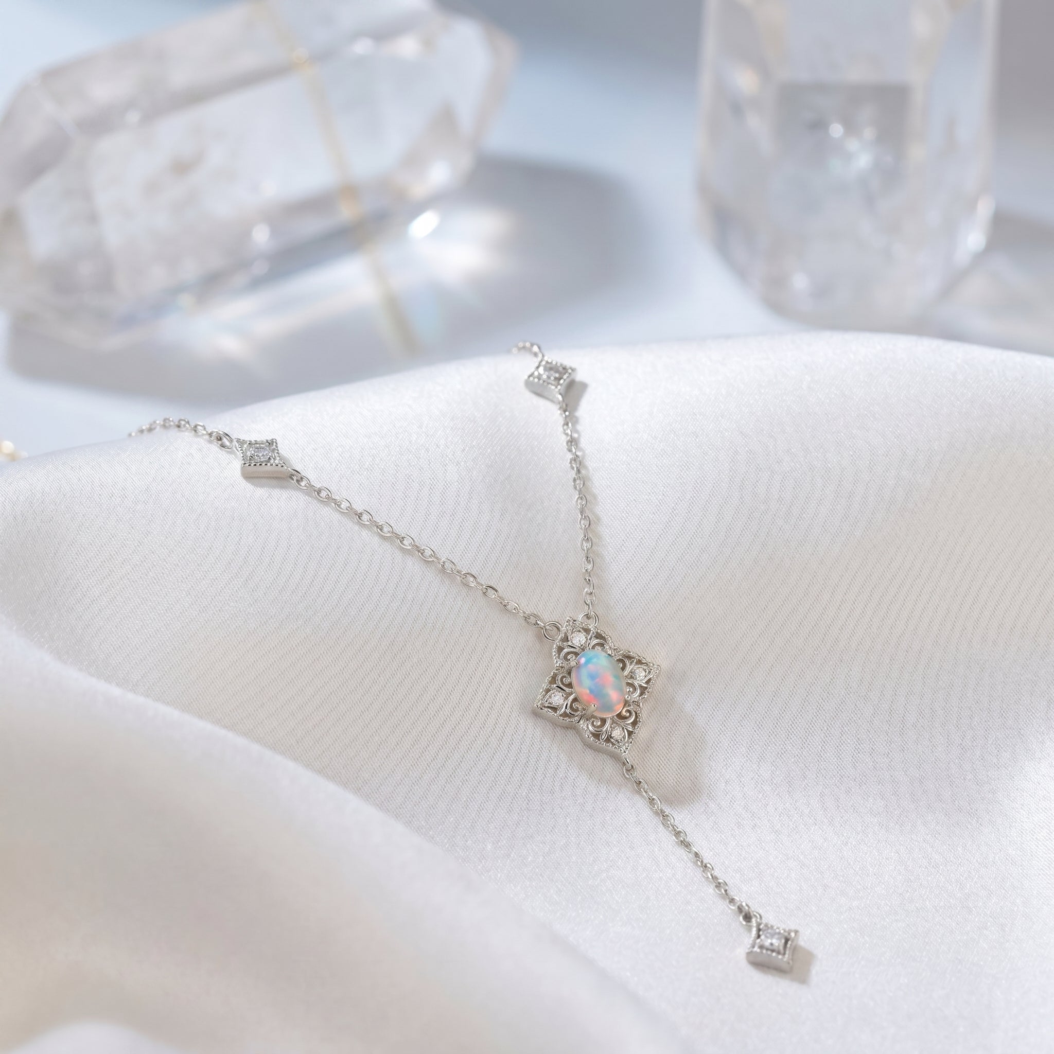 the-larielle-drop-necklace in silver finish