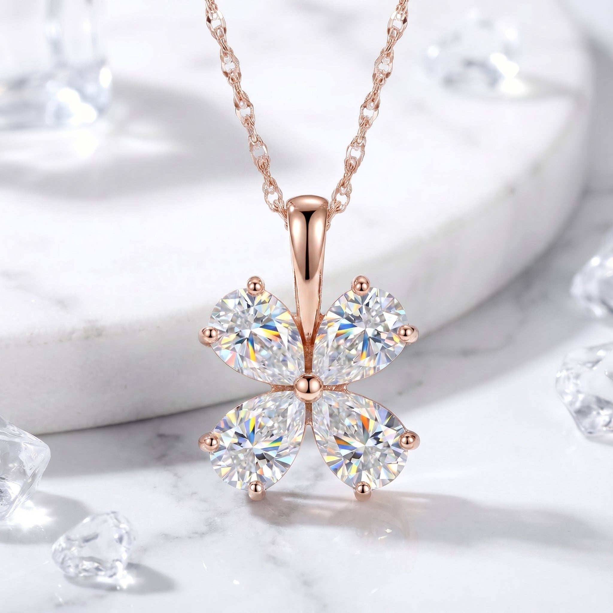 the-mirellia-clover-s925-sterling-silver in rose gold finish
