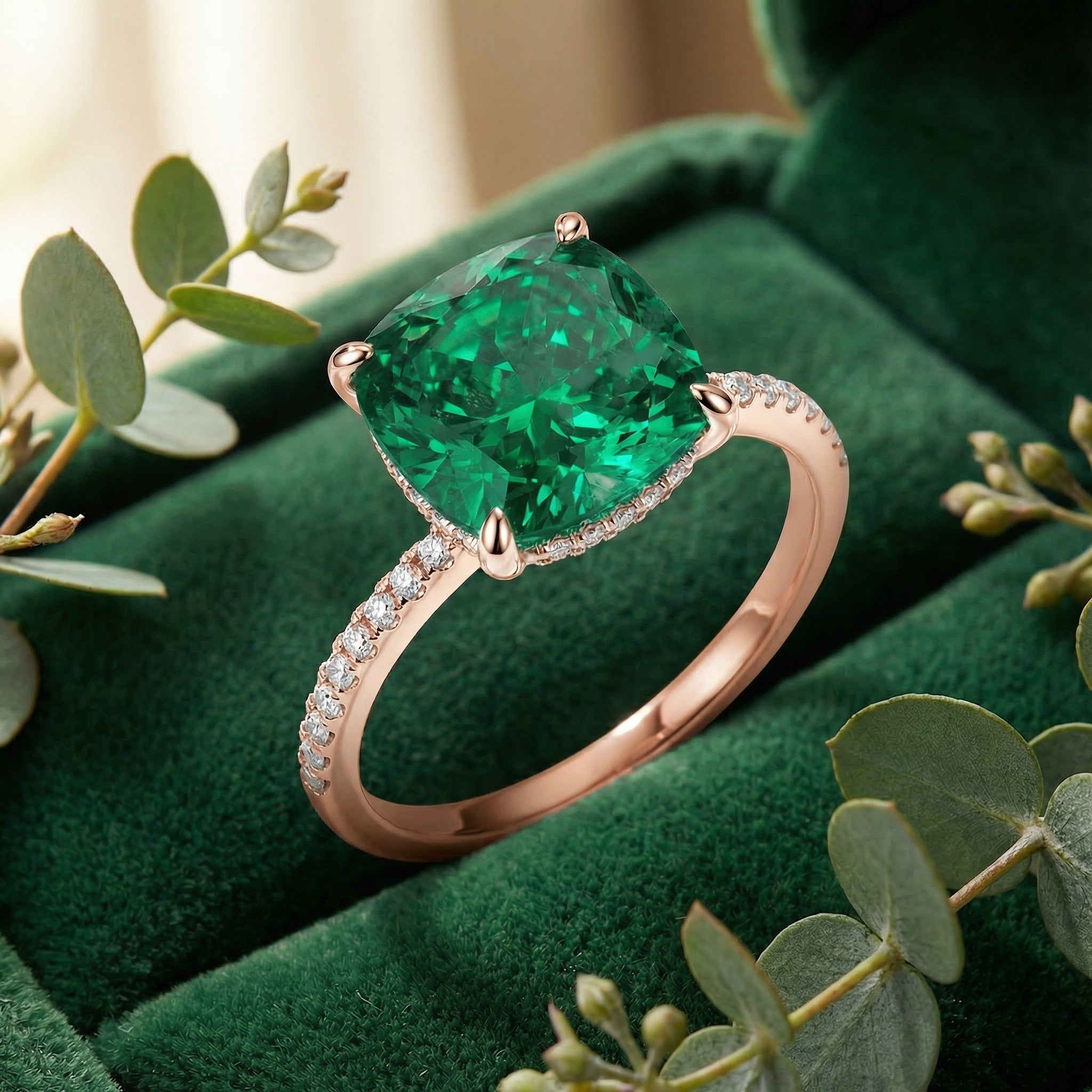 the-serenada-cushion-s925-sterling-silver in rose gold finish