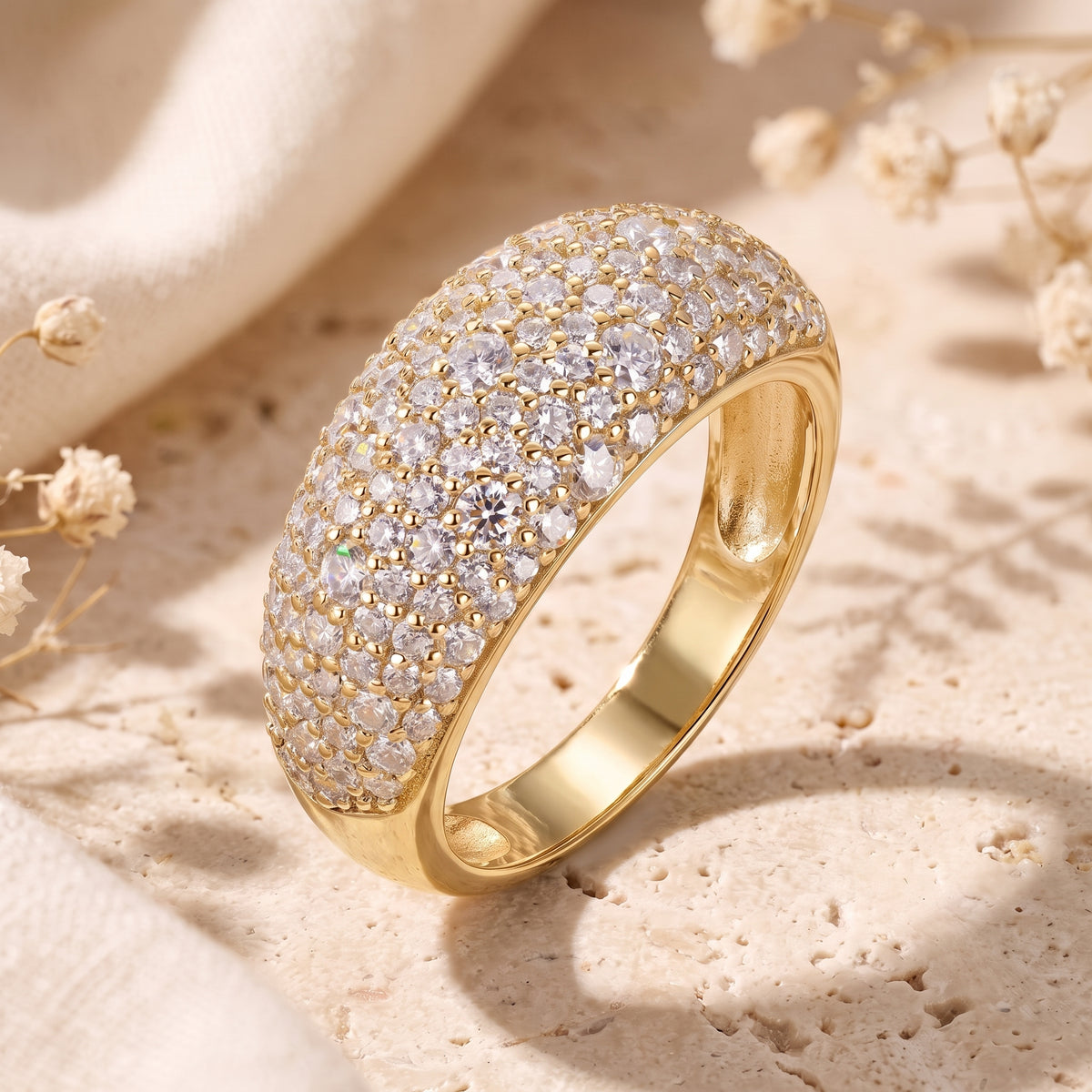 the-shimmer-pave-dome-ring in gold finish