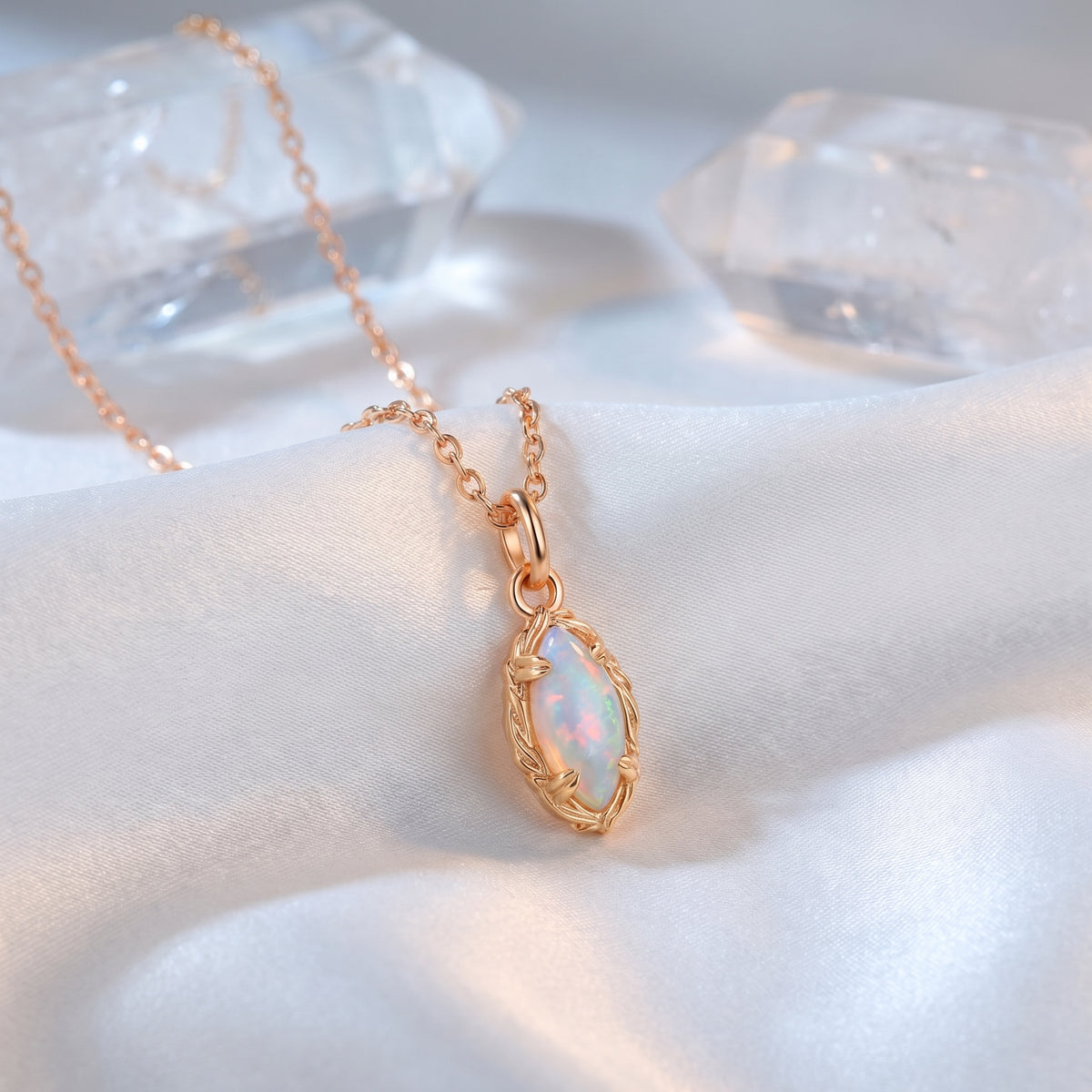 the-valoria-marquise-necklace in rose gold finish