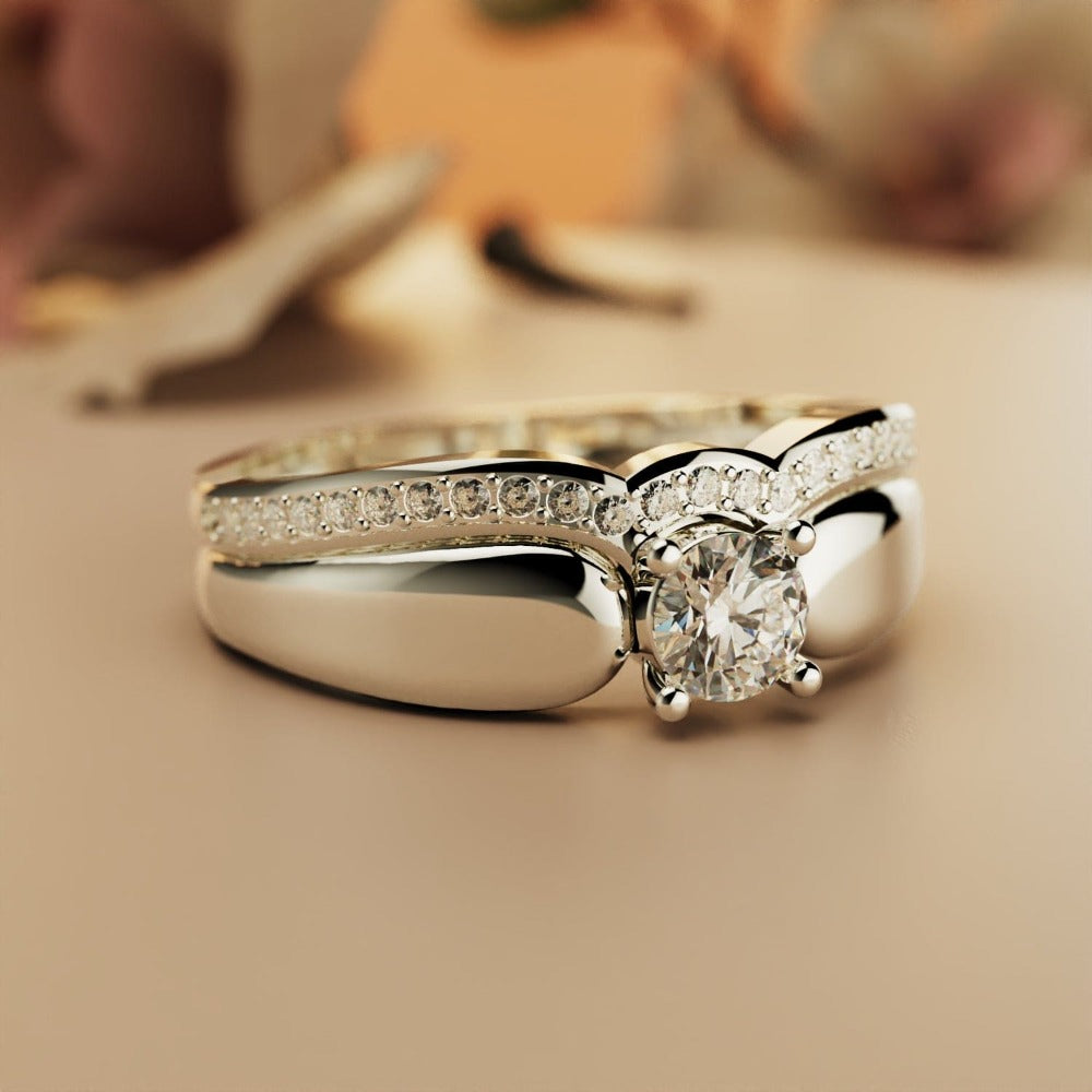 Regal Radiance: Tiara 2-Piece Ring - S925 Sterling Silver