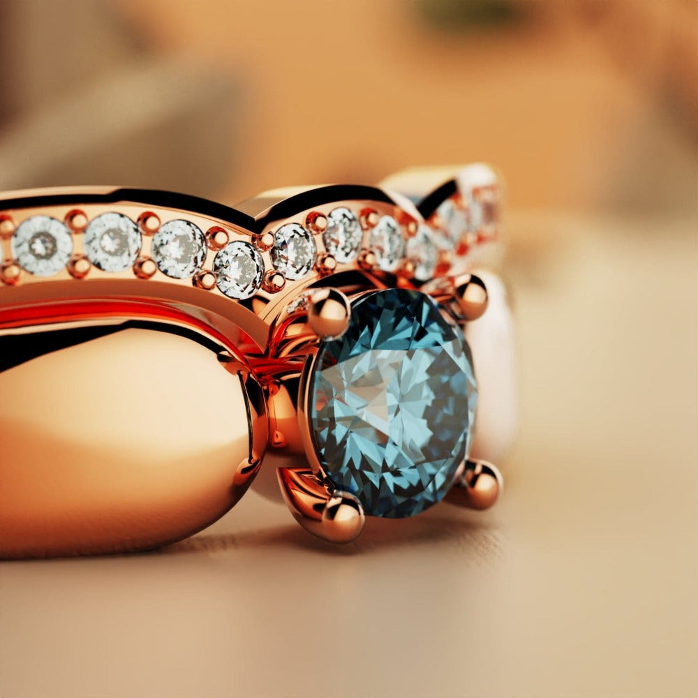 Regal Radiance: Tiara 2-Piece Ring - 18K Rose Gold Vermeil