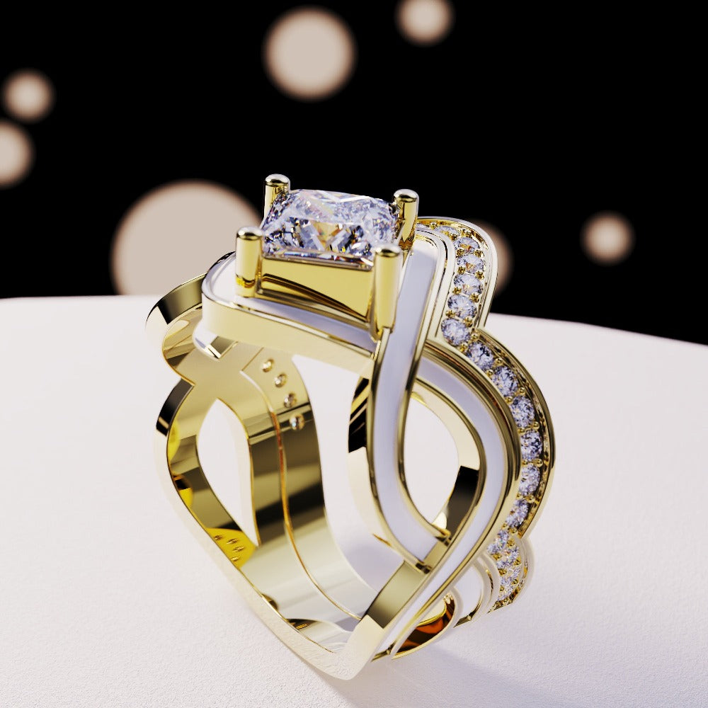 The Snow Wave: Diamond 2-Piece Set Ring - 18K Gold Vermeil