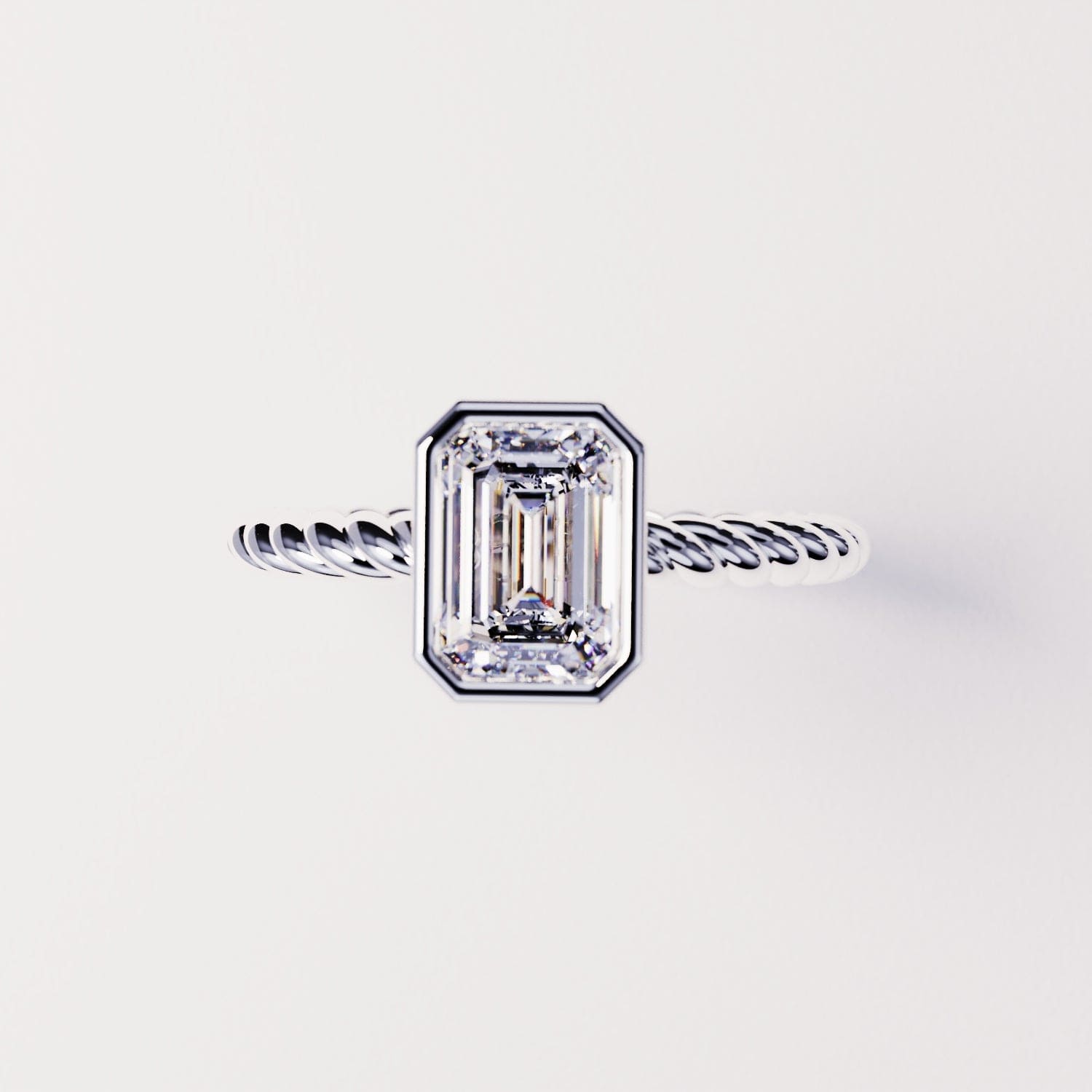 The Solitaire: Emerald-Cut Diamond Ring - S925 Sterling Silver