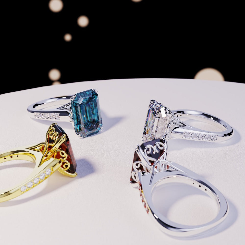 The Dream Collection - 4 Emerald-Cut Rings - S925 or 18K Gold Vermeil