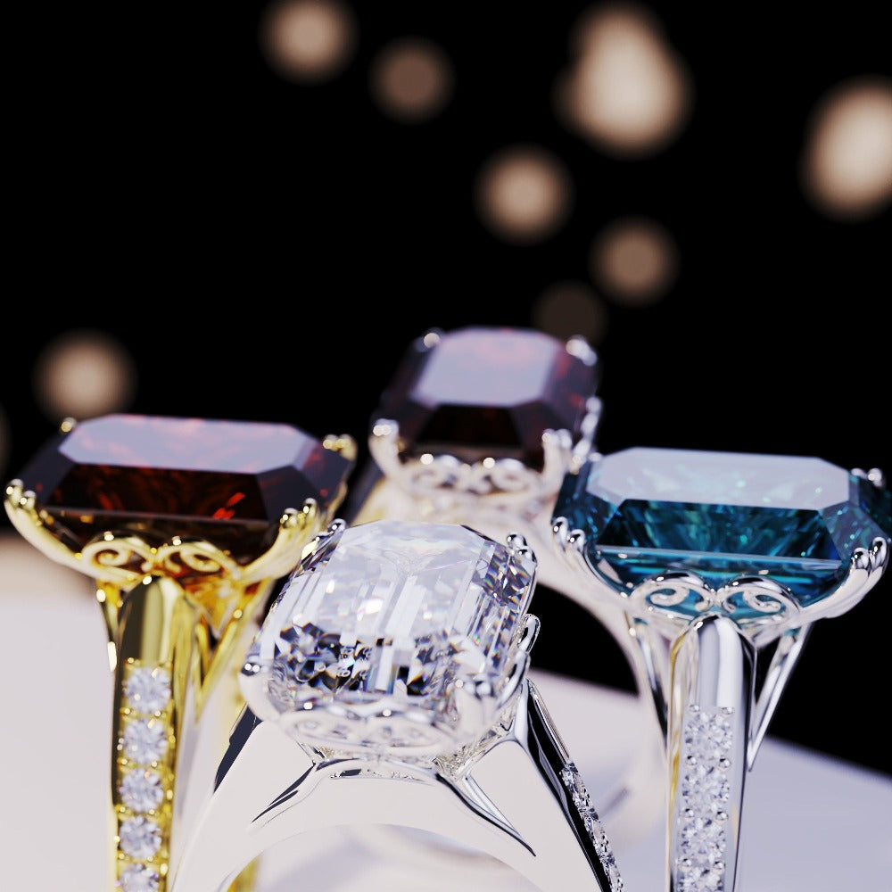 The Dream Collection - 4 Emerald-Cut Rings - S925 or 18K Gold Vermeil