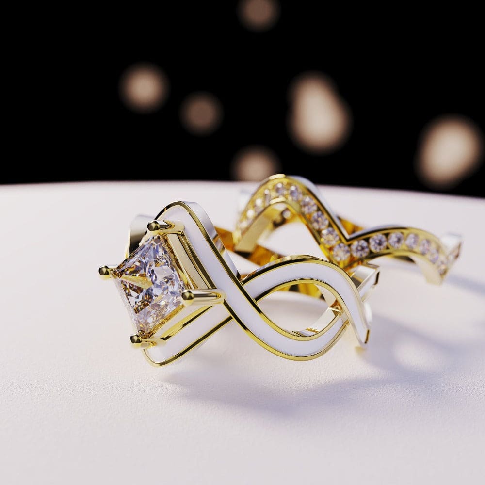 The Snow Wave: Diamond 2-Piece Set Ring - 18K Gold Vermeil