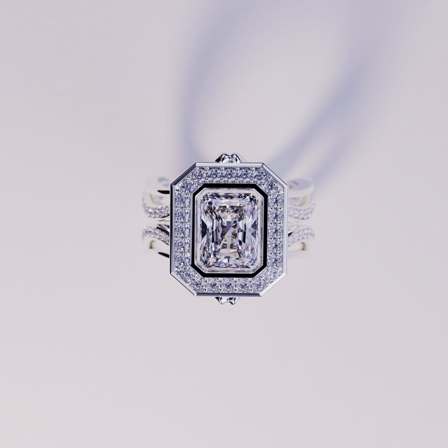 Elysian Glow: Emerald-Cut Diamond Ring - S925 Sterling Silver