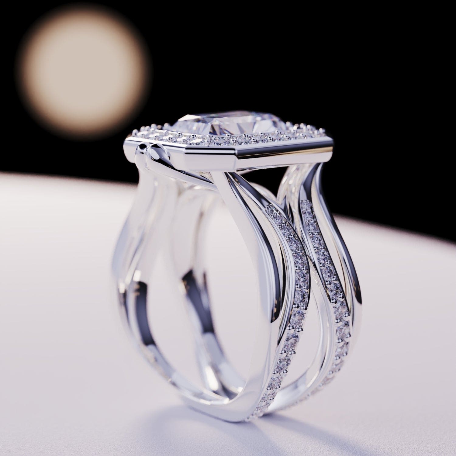 Elysian Glow: Emerald-Cut Diamond Ring - S925 Sterling Silver