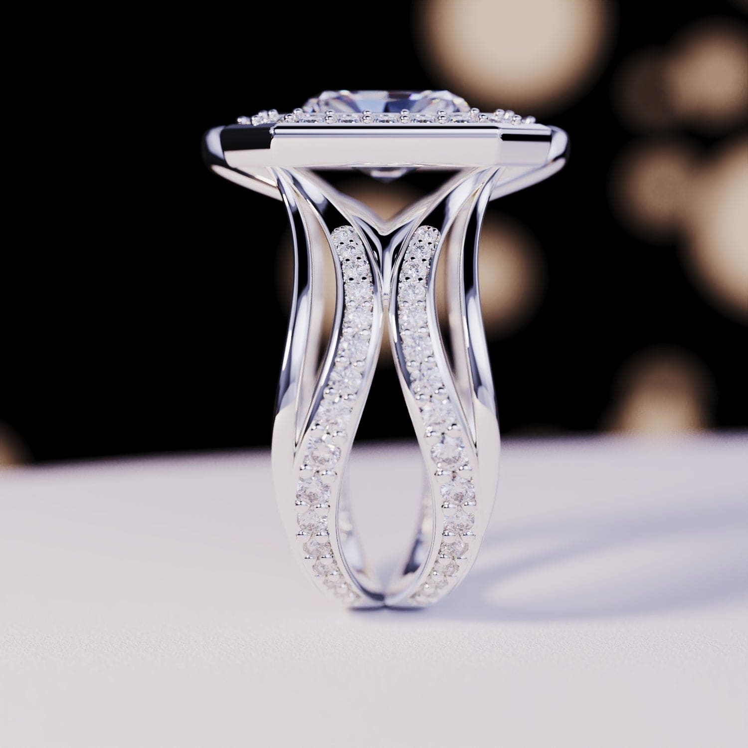 Elysian Glow: Emerald-Cut Diamond Ring - S925 Sterling Silver
