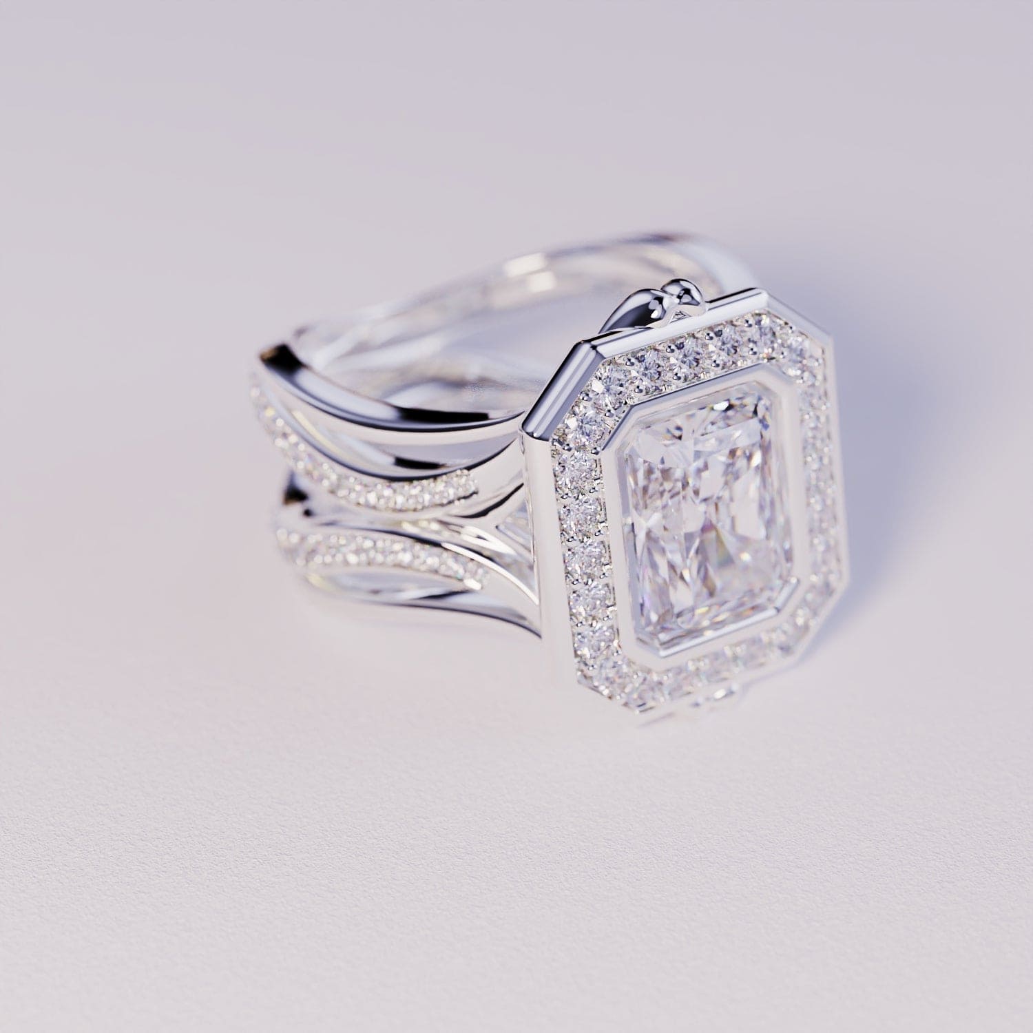 Elysian Glow: Emerald-Cut Diamond Ring - S925 Sterling Silver