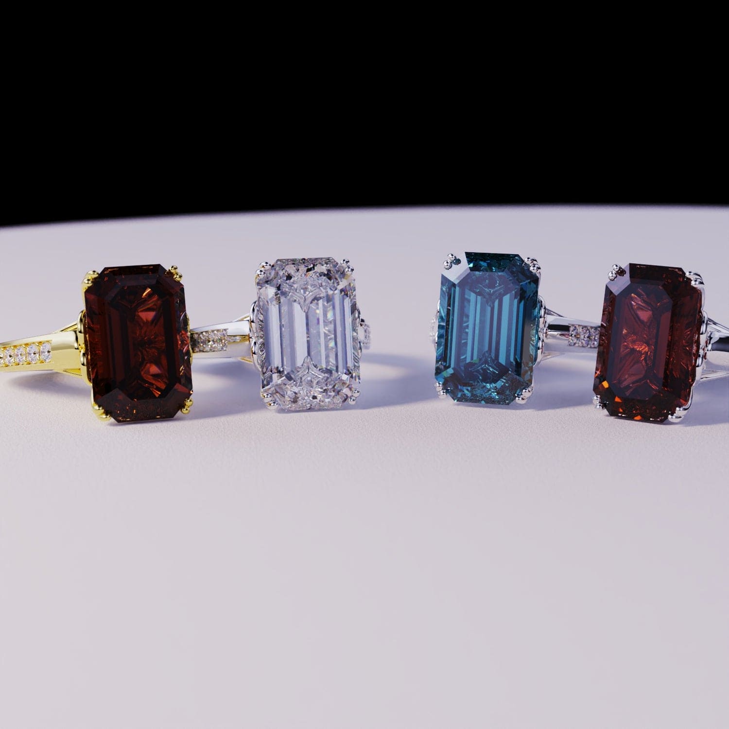 The Dream Collection - 4 Emerald-Cut Rings - S925 or 18K Gold Vermeil