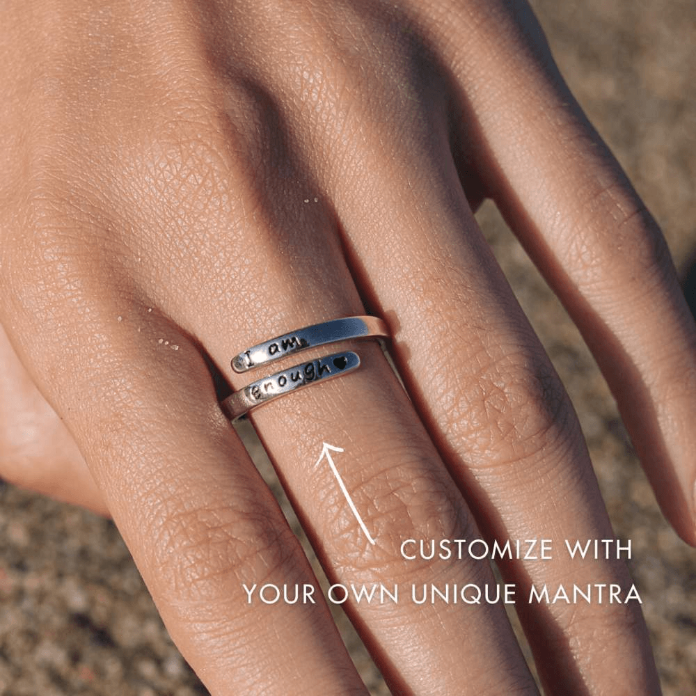 Custom Mantra 925 Sterling Silver Ring-Awareness Avenue™-Awareness,best-seller,enough,gift: All,gift: Inspirational,IAmEnough,jewellery,Jewelry,Ring,ring: All,ring: Inspirational,Semicolon,Silver