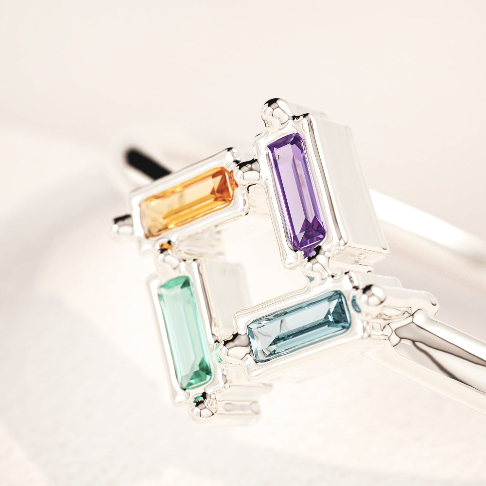 Customizable | S925 | 3-6 Baguette Birthstones Ring