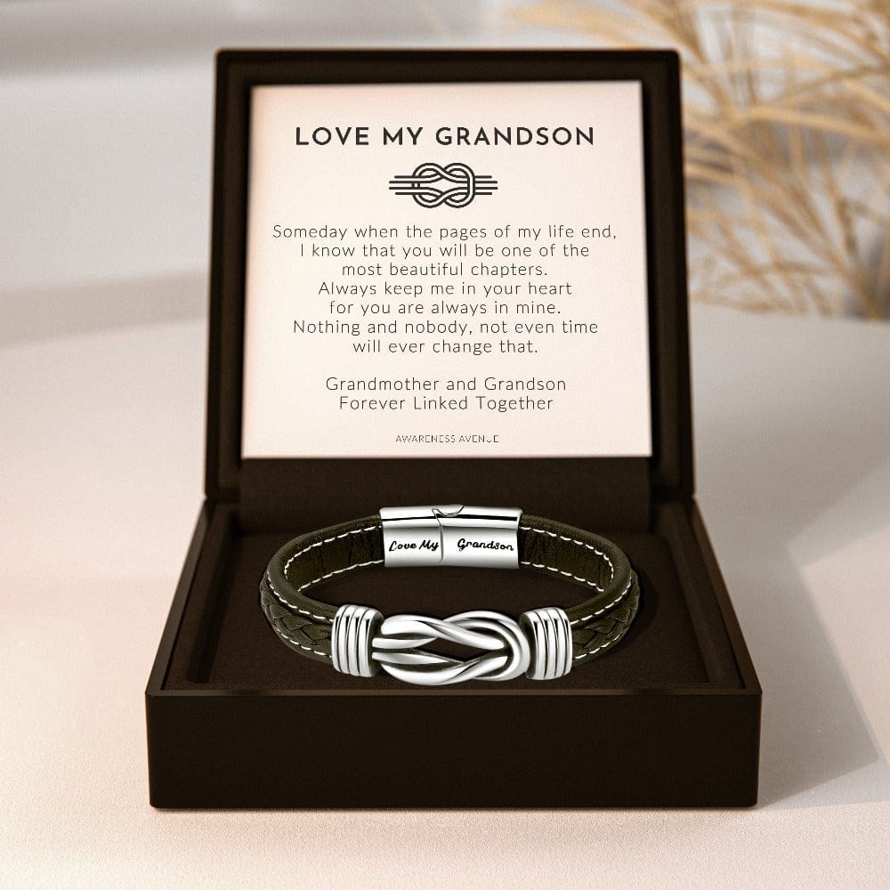 Grandmother & Grandson | Forever Linked Together | Leather Bracelet