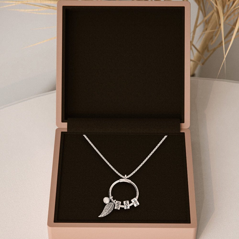 Custom Beaded Circle Pendant and Leaf Design Necklace
