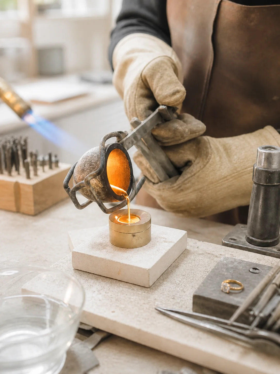 Casting precious metal for the custom ring